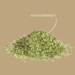 Stevia (Süßkraut) als dekorativer Kräuterhaufen mit Beschriftung bazarlovers.com