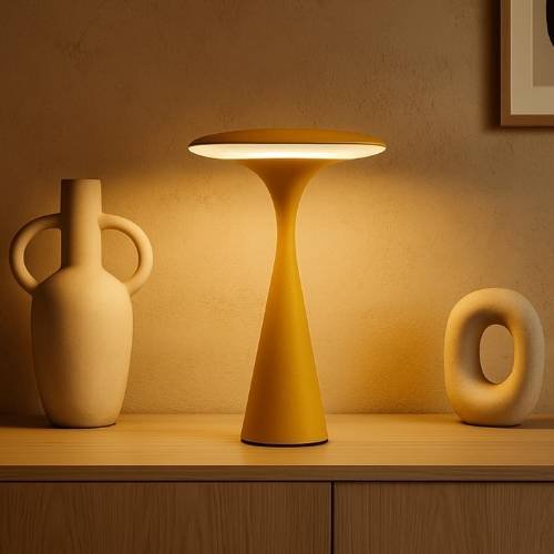 UFO Tischlampe kabellos, dimmbar mit Touch – Designleuchte in Weiß, Gelb oder Metallic-Orange bazarlovers.com