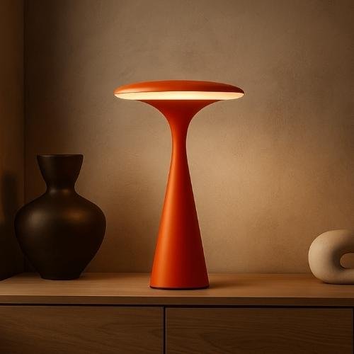 UFO Tischlampe kabellos, dimmbar mit Touch – Designleuchte in Weiß, Gelb oder Metallic-Orange bazarlovers.com