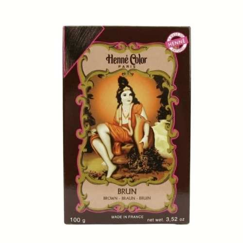Fünf Packungen der Henna Haarfarbe von Bazarlovers.com mit einem Bild einer Frau auf orangem Hintergrund, verfügbar in verschiedenen natürlichen Nuancen. bazarlovers.com