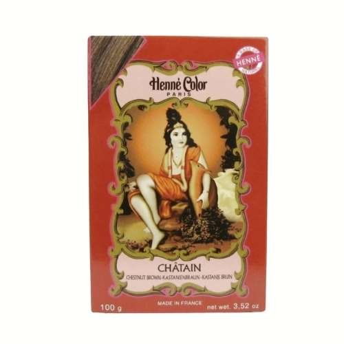 Fünf Packungen der Henna Haarfarbe von Bazarlovers.com mit einem Bild einer Frau auf orangem Hintergrund, verfügbar in verschiedenen natürlichen Nuancen. bazarlovers.com
