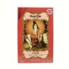 Fünf Packungen der Henna Haarfarbe von Bazarlovers.com mit einem Bild einer Frau auf orangem Hintergrund, verfügbar in verschiedenen natürlichen Nuancen. bazarlovers.com