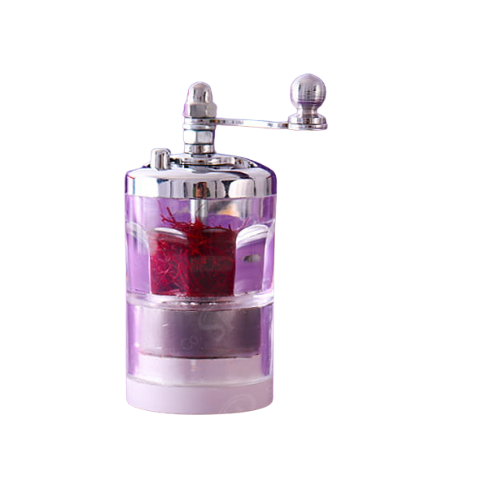 Saffron Mill – Simple Round1 Sechseckige Safranmühle Wabe für Safran Moderne Gewürzmühle mit Wabenstruktur Safranmühle sechseckig aus Glasbazarlovers.com