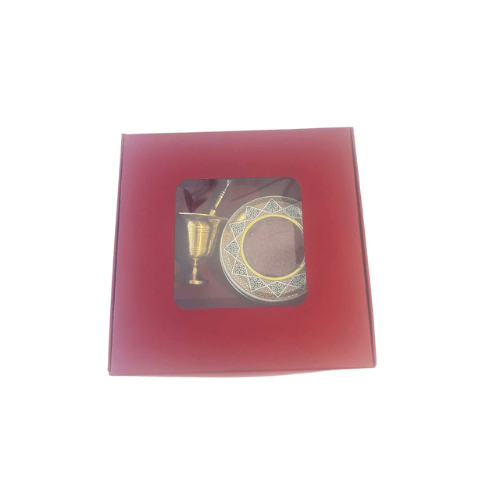 safrangeschenkset5 Safran Geschenkset – 3 g Safran in Khatam-Dose mit traditionellem Messingmörser. Edles Set für Küche, Kultur und als Geschenkidee.